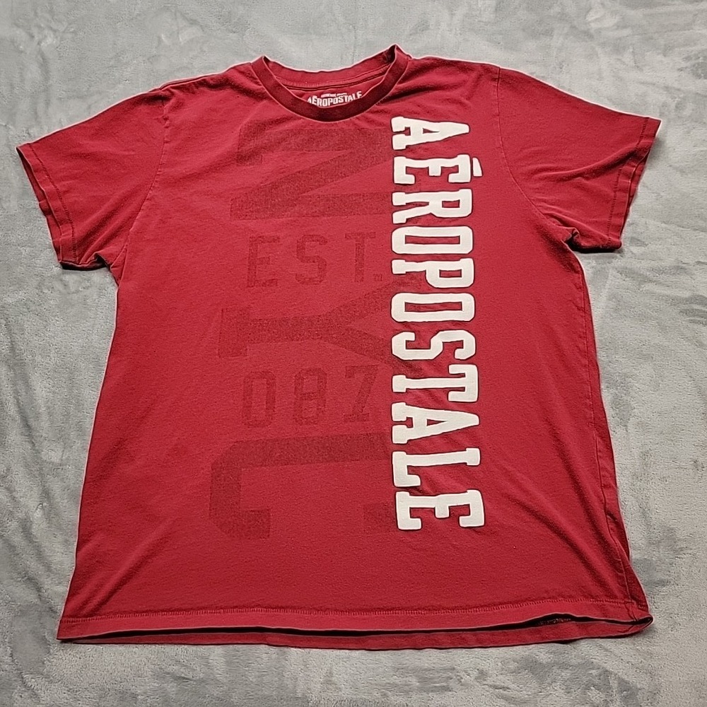 Aeropostale Shirt Mens XL Red NYC 1987 Graphic Tee Short Sleeve Cotton